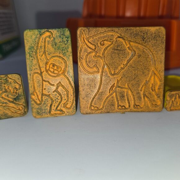 Vintage Fisher Price Creative Stamper Caddy Jungle Scenes #746 1980s Craft Set - Picture 6 of 16